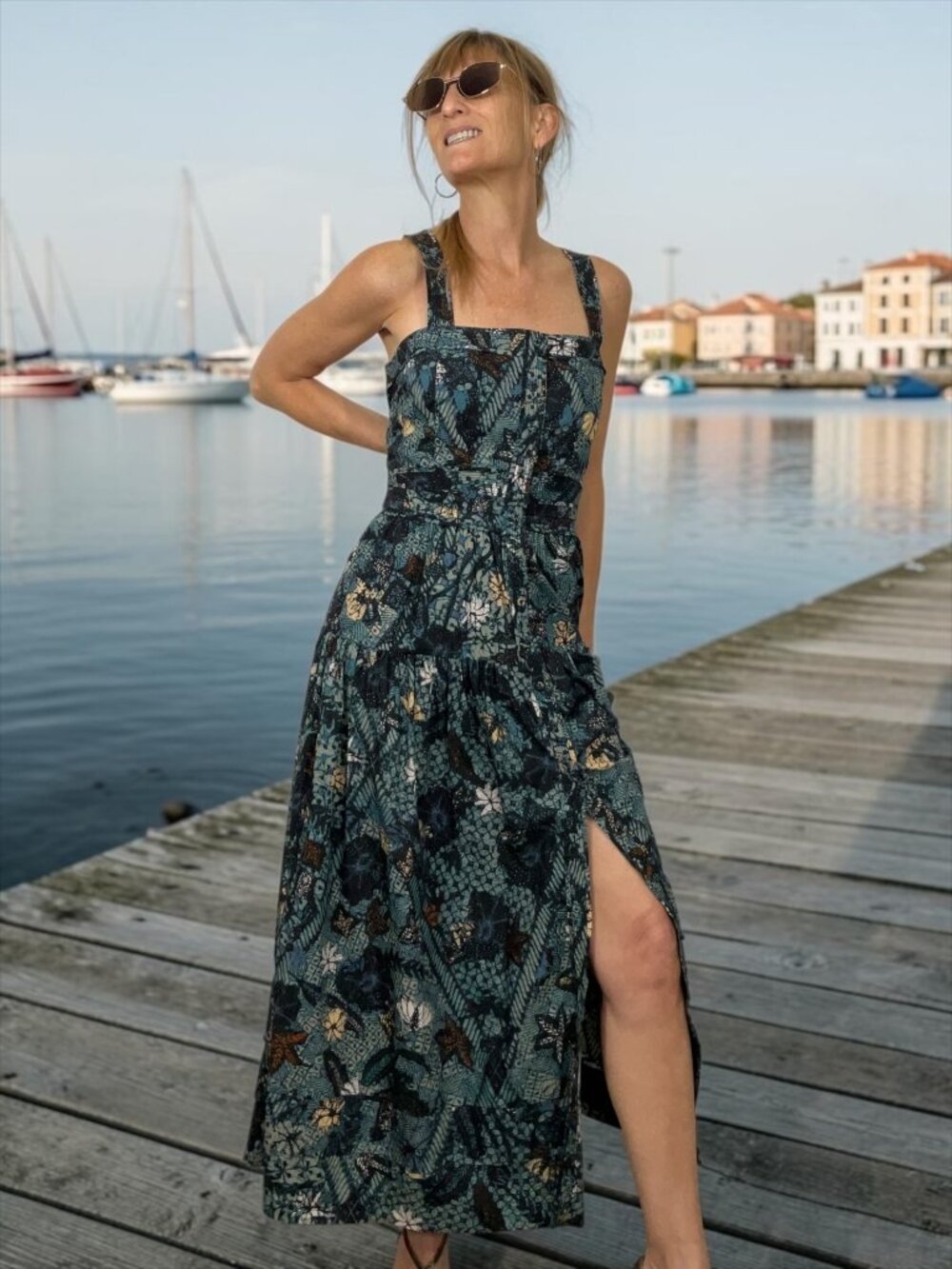 Ulla Johnson Isabela Dress 10 Rainforest Midi Blue Floral Sleeveless Cotton